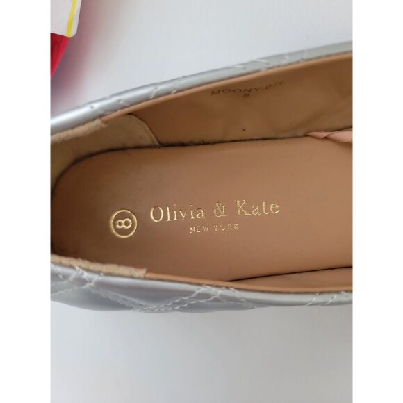 NWT Olivia & Kate Women's Silver Quilted Pointed Toe Ballet Flats Size 8 - Picture 9 of 10